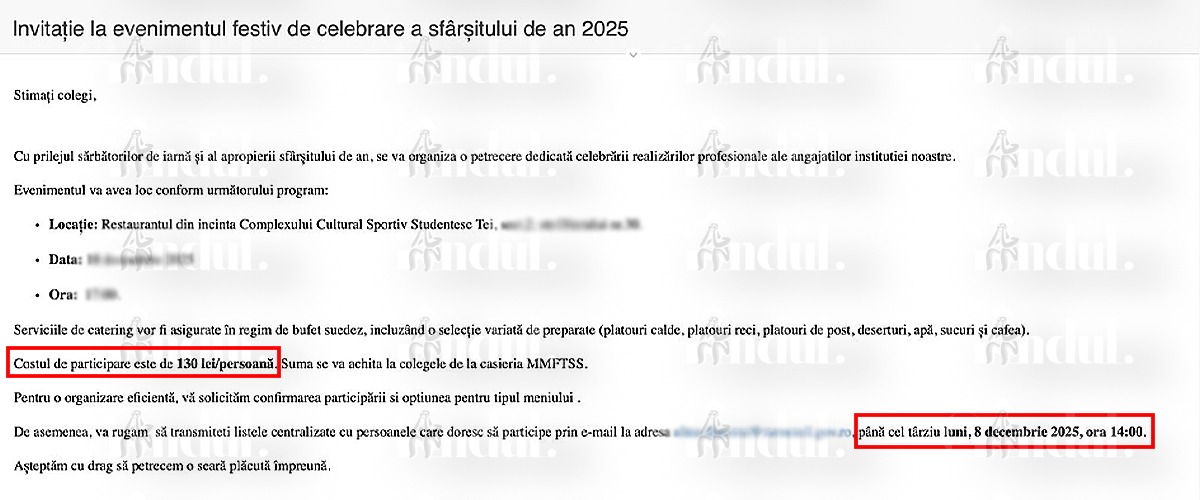 Petrecere de final de an la Ministerul Muncii cu taxa Angajatii platesc pentru distractie