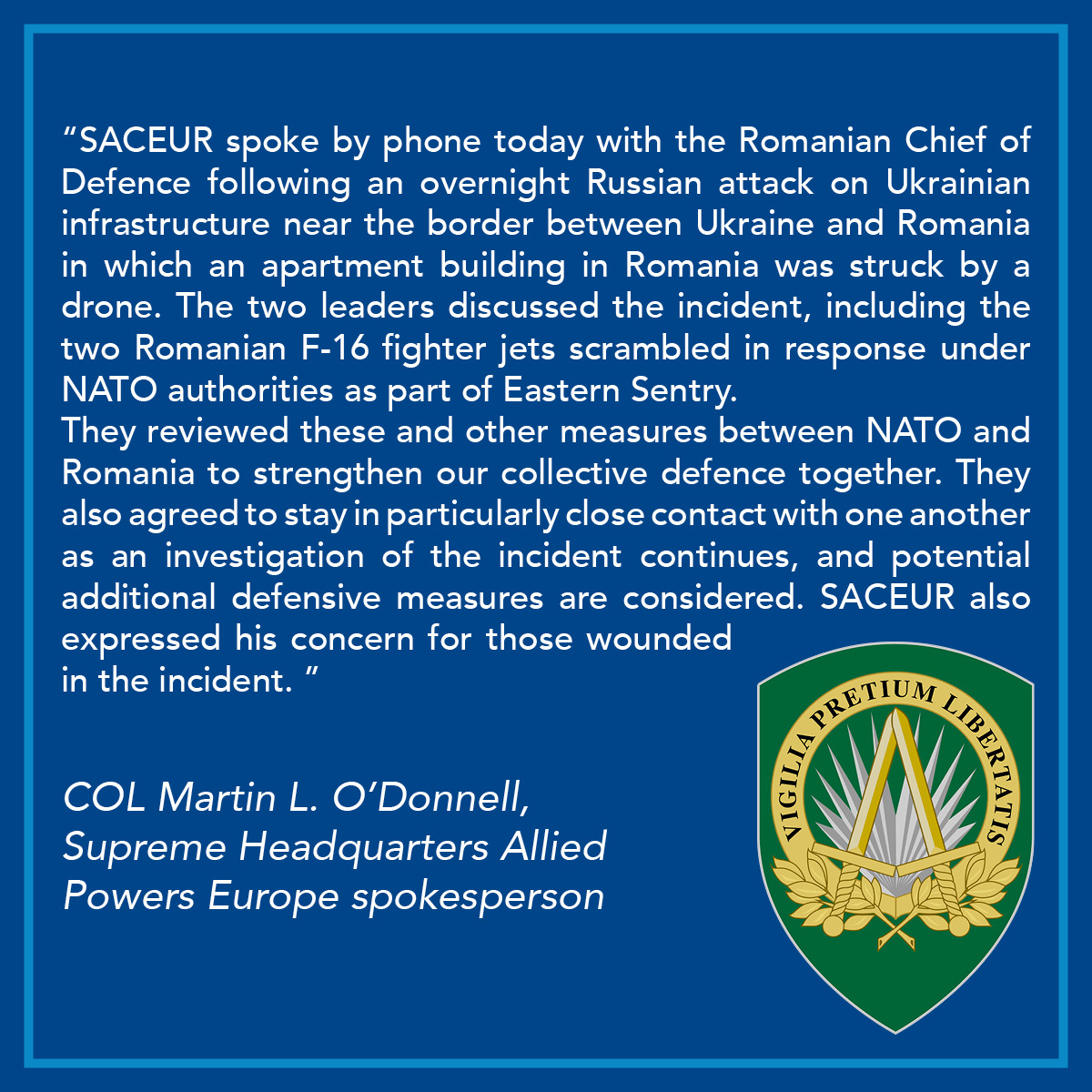 SACEUR ia legatura telefonic dupa incidentul de la Galati Comandantul Suprem al NATO a discutat direct cu seful Apararii din Romania