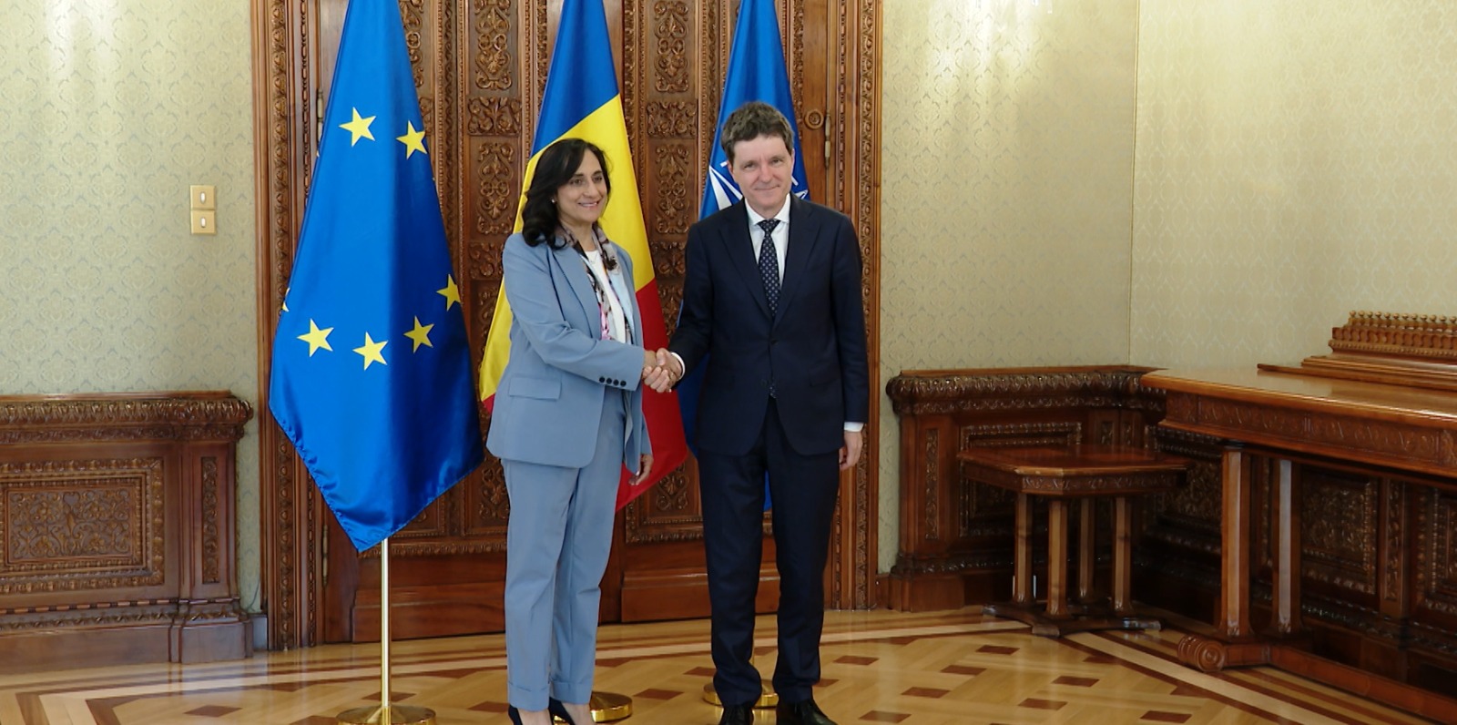 Anita Anand intampinata la Cotroceni de presedintele Nicusor Dan in cadrul vizitei oficiale in Romania